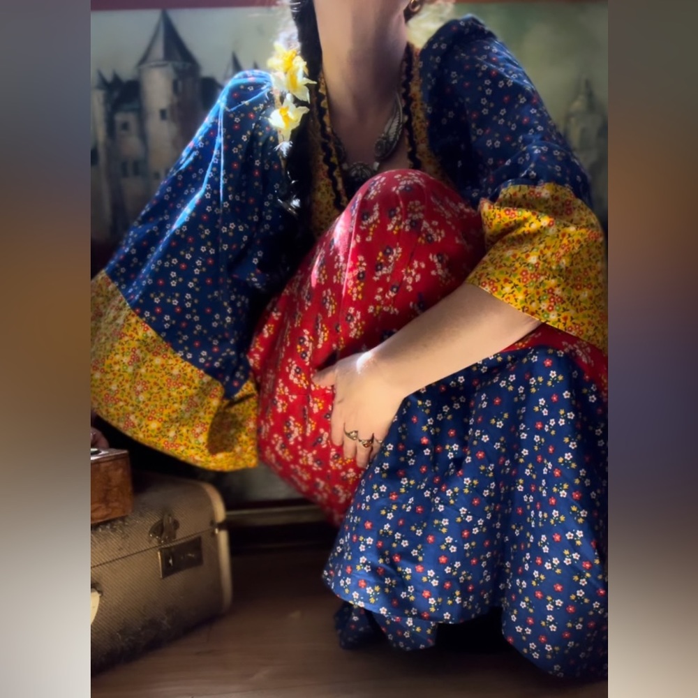 1970’s Vintage Calico Kimono Sleeve Dress by Young Innocent